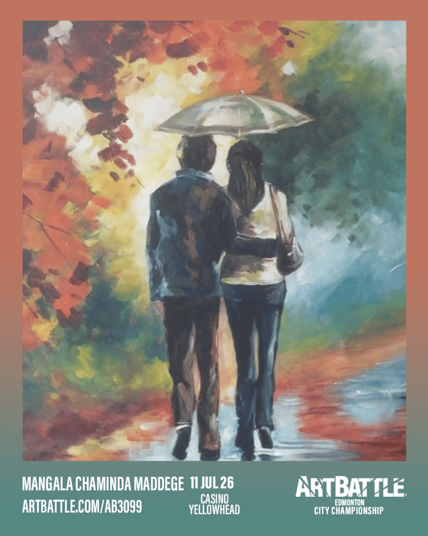Promotional asset for Art Battle Edmonton on July 11, 2026: ab3099_mangala chaminda maddege.png.