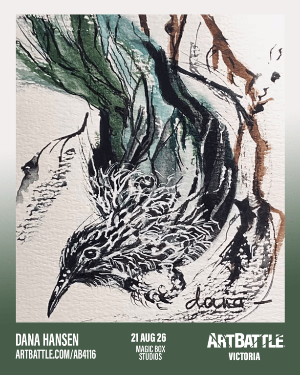 Promotional asset for Art Battle Victoria on August 21, 2026: ab4116_dana hansen.png.