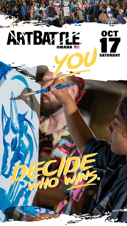Promotional asset for Art Battle Omaha on October 17, 2026: ab4070_ads_9-16.png.