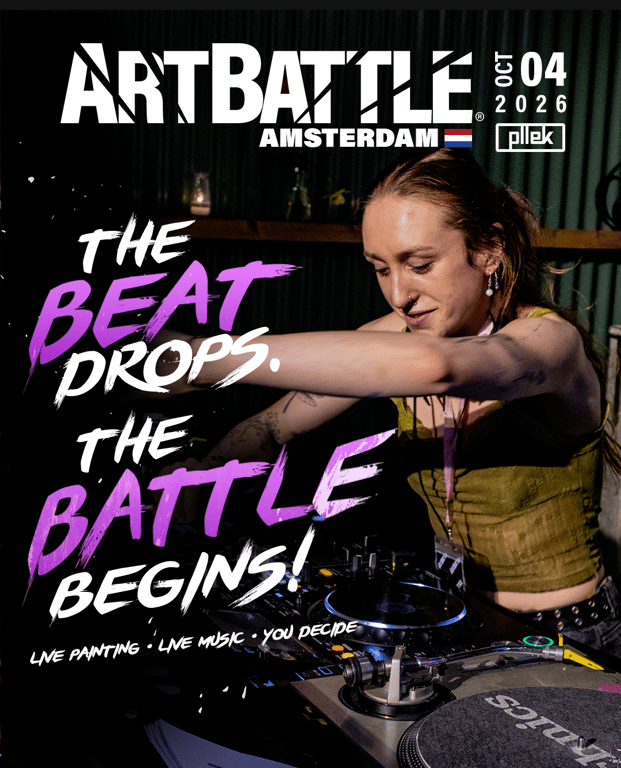 Promotional asset for Art Battle Amsterdam on October 4, 2026: ab-amsterdam-poster-1.png.