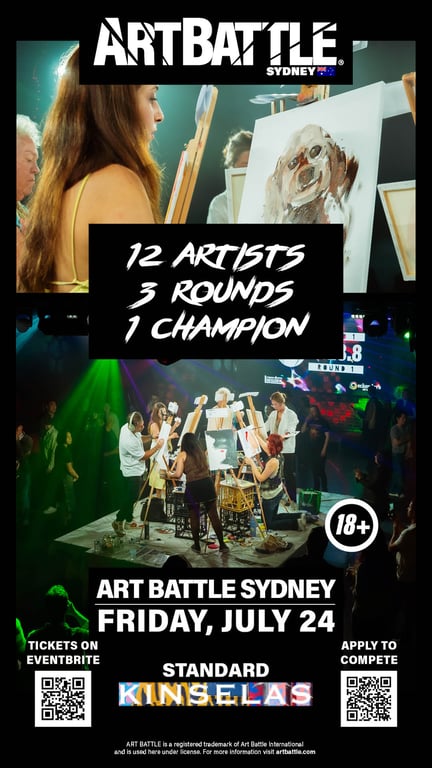 Promotional asset for Art Battle Sydney on July 24, 2026: AB4031 - Sydney - 24JUL2026A.jpg.