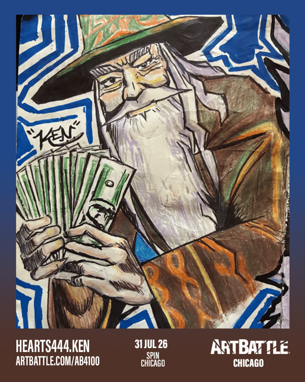 Promotional asset for Art Battle Chicago on July 31, 2026: ab4100_hearts444ken.png.