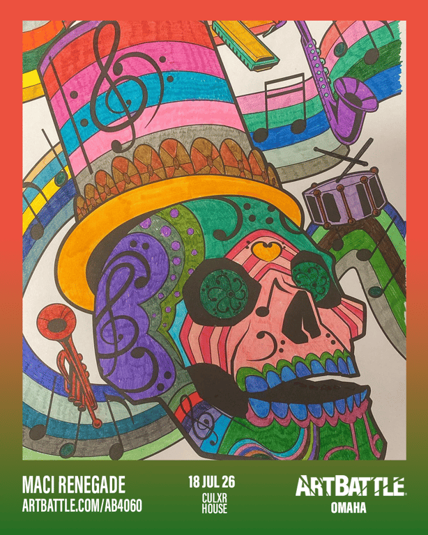 Promotional asset for Art Battle Omaha on July 18, 2026: ab4060_maci renegade.png.