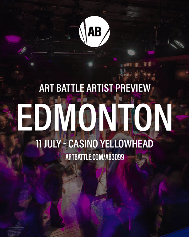 Promotional asset for Art Battle Edmonton on July 11, 2026: ab3099_artists_preview.png.