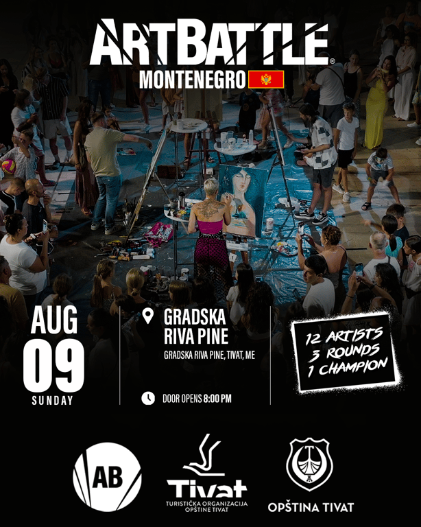 Promotional asset for Art Battle Tivat on August 9, 2026: ab4096 - Tivat - 1350x1080.png.