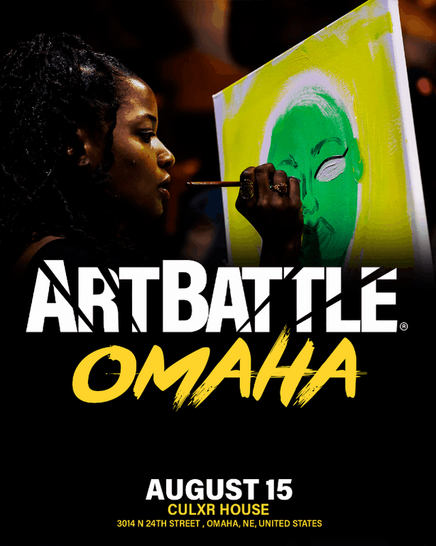 Promotional asset for Art Battle Omaha on August 15, 2026: ab4063_ads_slide.gif.