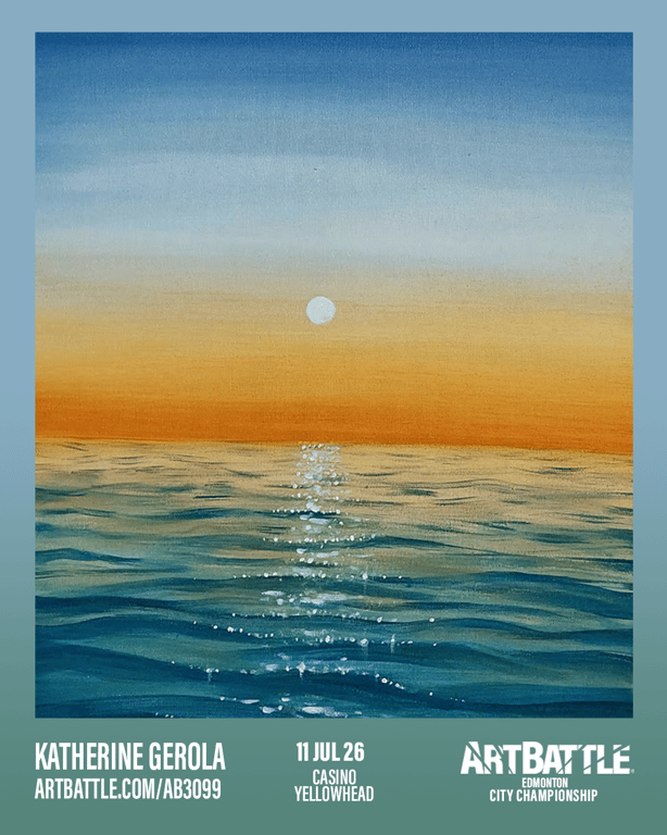 Promotional asset for Art Battle Edmonton on July 11, 2026: ab3099_katherine gerola.png.