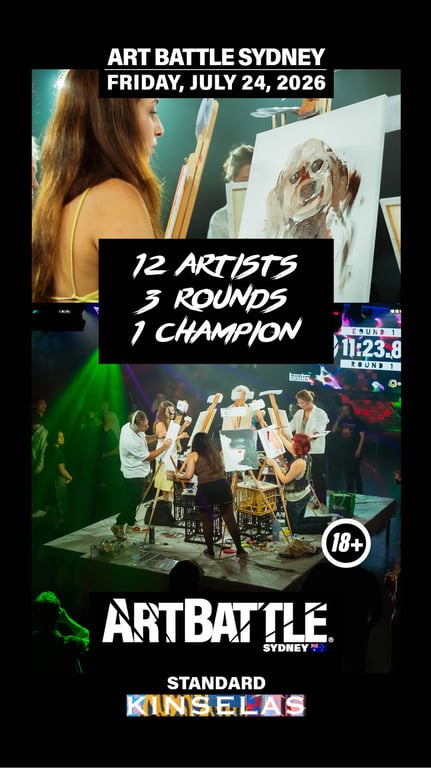 Promotional asset for Art Battle Sydney on July 24, 2026: AB4031 - Sydney - 24JUL2026A4.jpg.