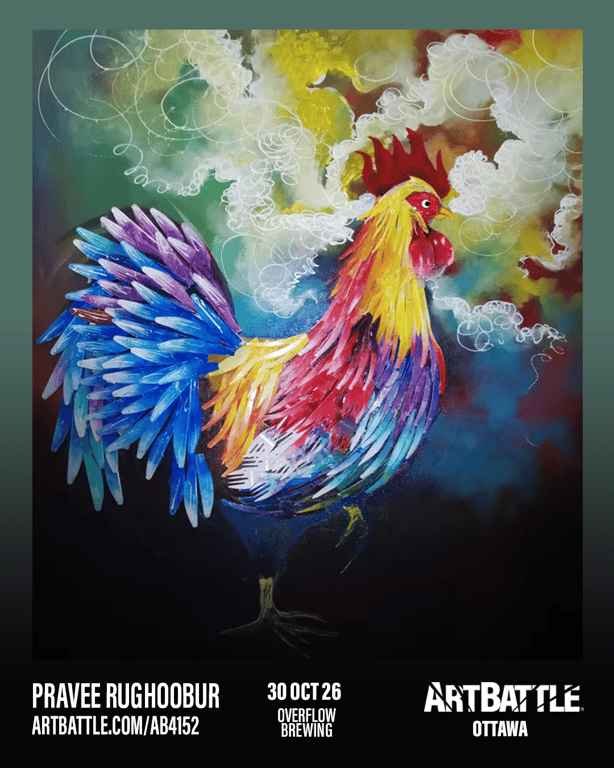 Promotional asset for Art Battle Ottawa on October 30, 2026: ab4152_pravee rughoobur.png.