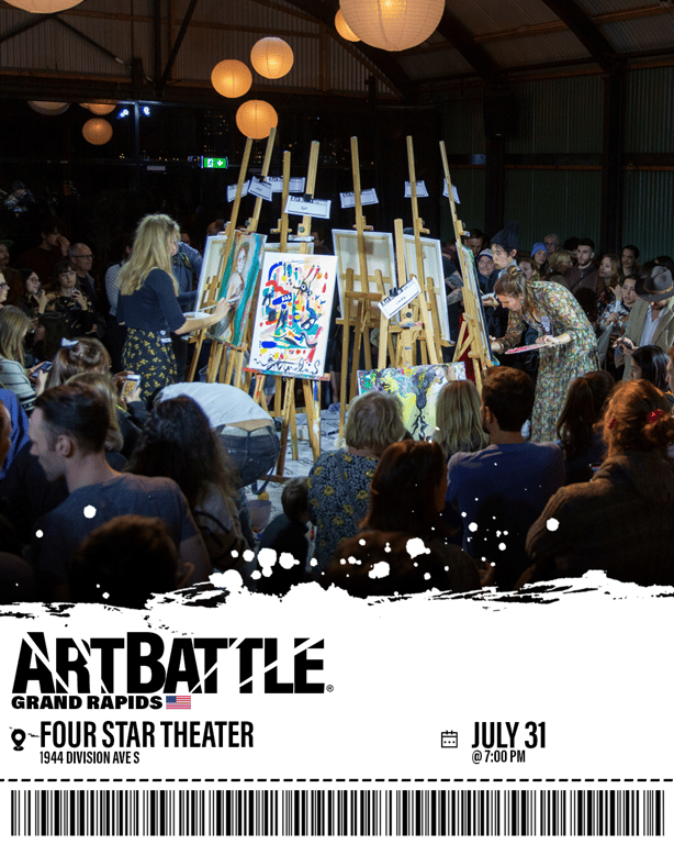 Promotional asset for Art Battle Grand Rapids on July 31, 2026: ab4112_ads_barcode.png.