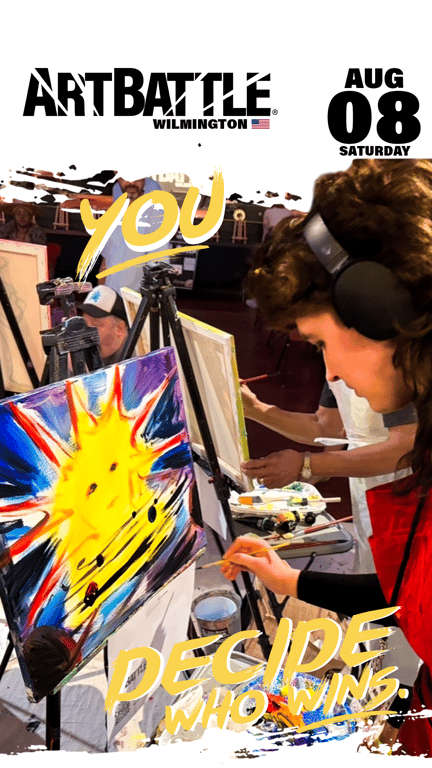 Promotional asset for Art Battle Wilmington on August 8, 2026: AB4126_ads_9-16.png.