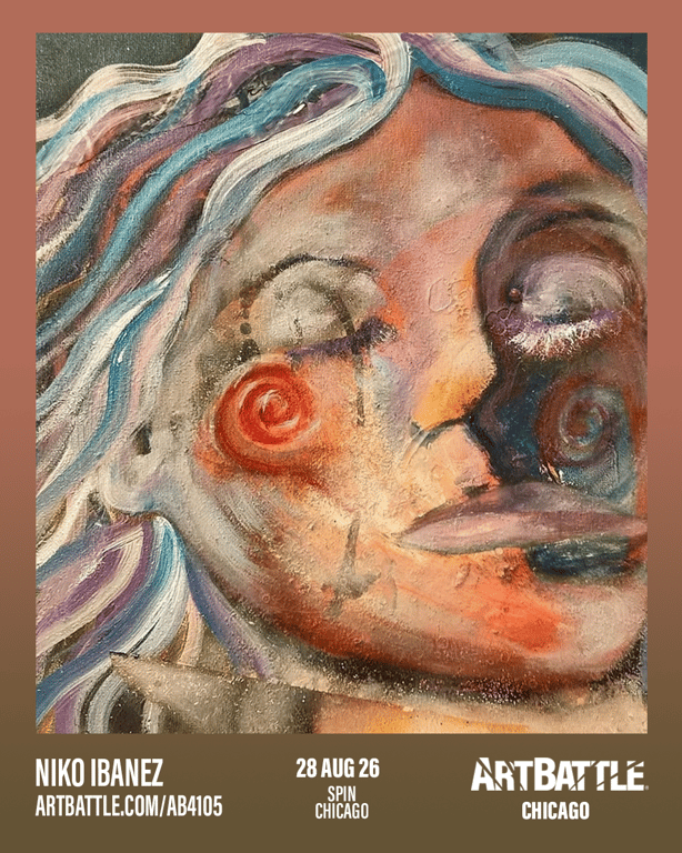 Promotional asset for Art Battle Chicago on August 28, 2026: ab4105_niko ibanez.png.