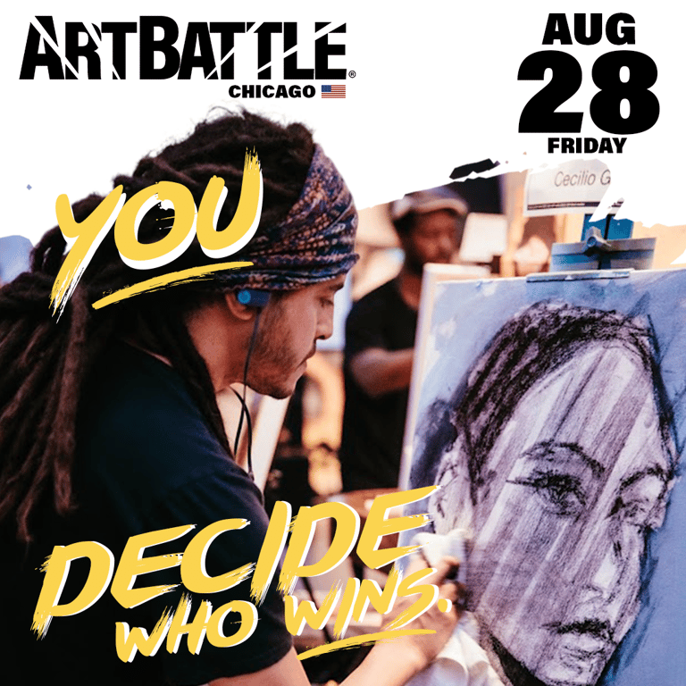 Promotional asset for Art Battle Chicago on August 28, 2026: ab4105_ads_1-1.png.
