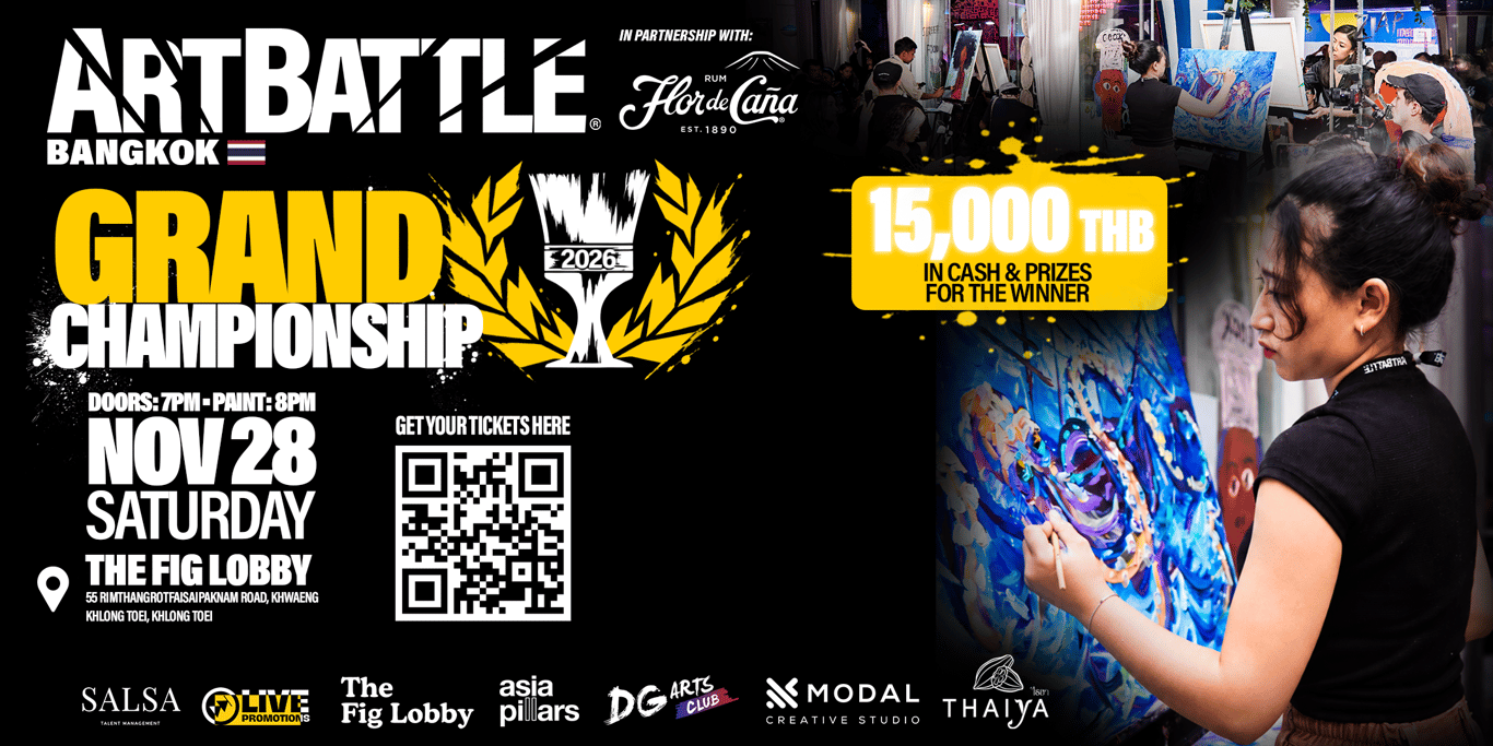 Promotional asset for Art Battle Bangkok on November 28, 2026: AB4157 - Bangkok - 28NOV2026 - 2160x1080.png.