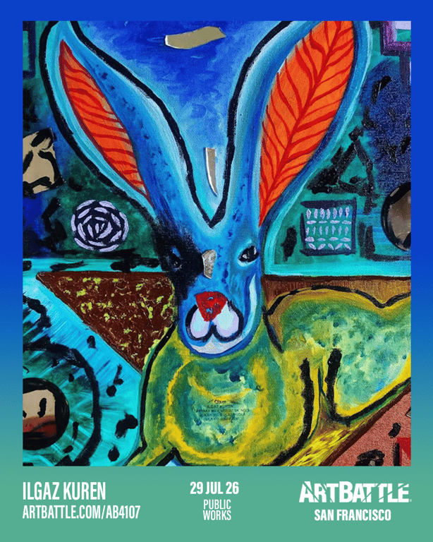 Promotional asset for Art Battle San Francisco on July 29, 2026: ab4107_ilgaz kuren.png.