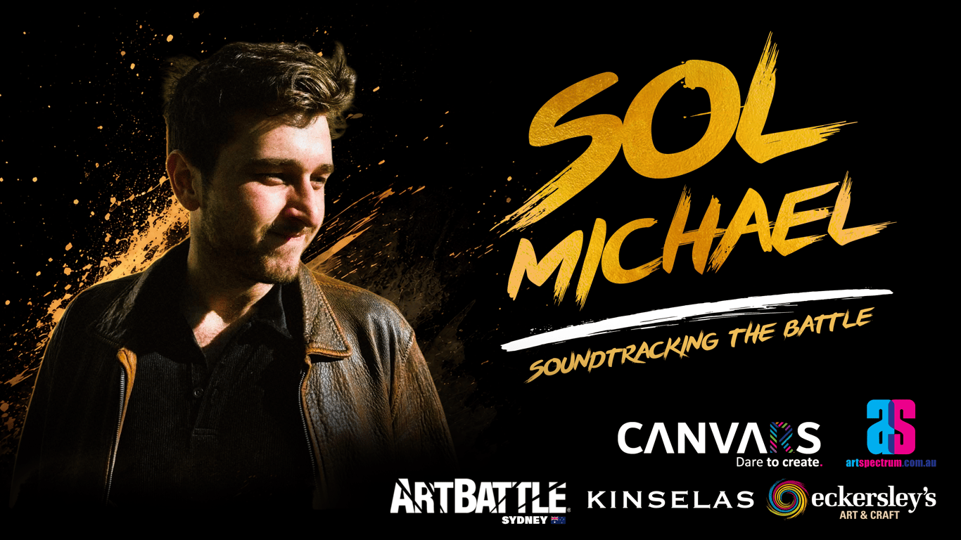 Promotional asset for Art Battle Sydney on August 21, 2026: ab4037_dj-sol_4k-poster_1.png.