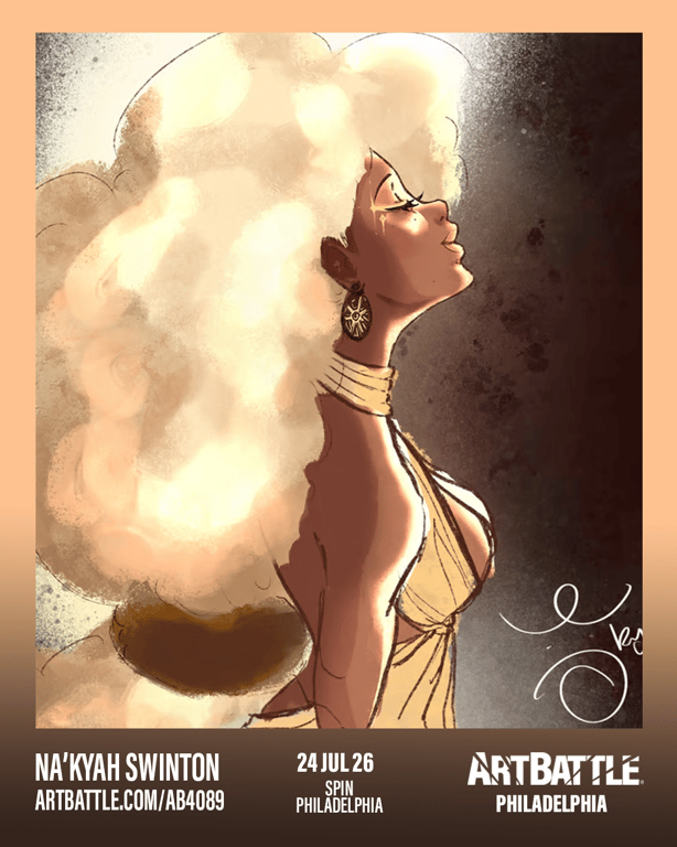 Promotional asset for Art Battle Philadelphia on July 24, 2026: ab4089_nakyah swinton.png.