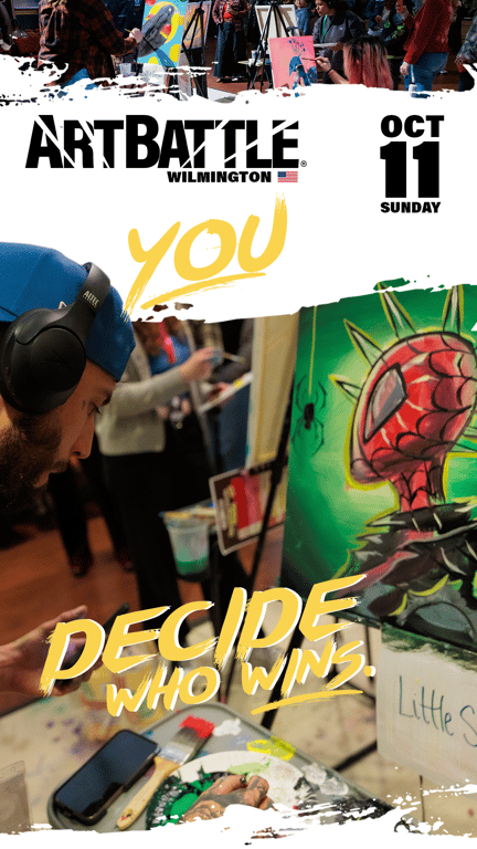 Promotional asset for Art Battle Wilmington on October 11, 2026: ab4161_ads_9-16.png.