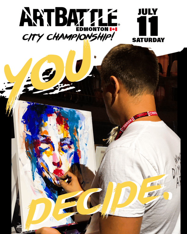 Promotional poster for Art Battle Edmonton on July 11, 2026.