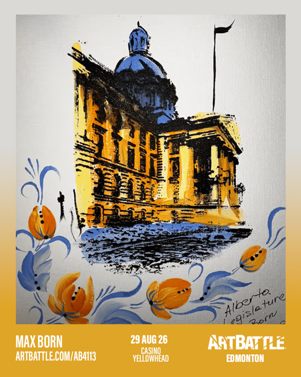 Promotional asset for Art Battle Edmonton on August 29, 2026: ab4113_max born.png.