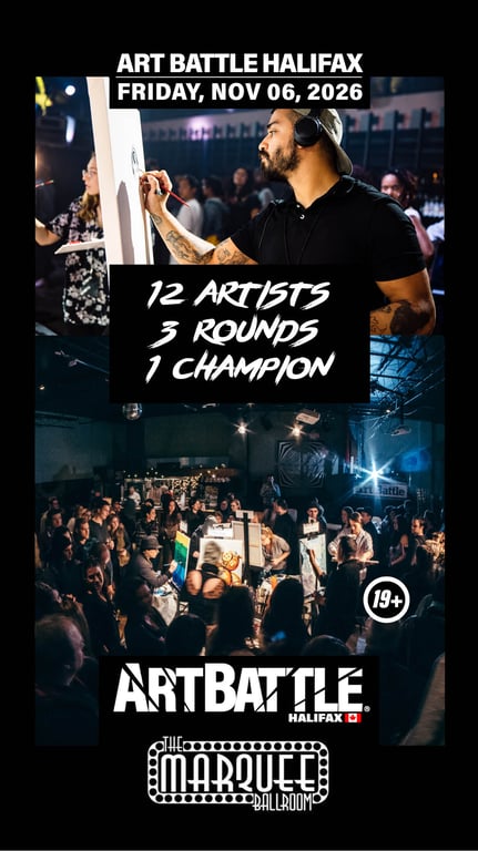 Promotional asset for Art Battle Halifax on November 6, 2026: AB4171 - Halifax - 6NOV2026A4.jpg.