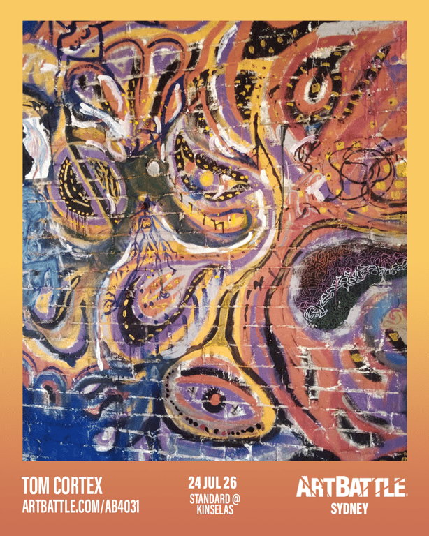 Promotional asset for Art Battle Sydney on July 24, 2026: ab4031_tom cortex.png.