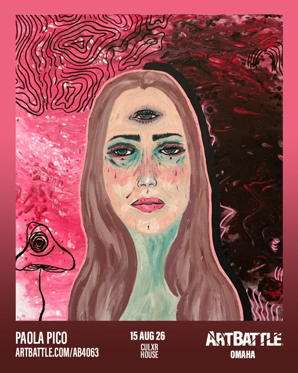 Promotional asset for Art Battle Omaha on August 15, 2026: ab4063_paola pico.png.