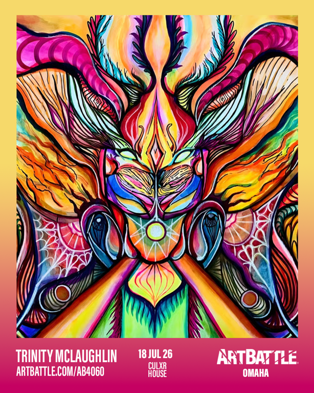 Promotional asset for Art Battle Omaha on July 18, 2026: ab4060_trinity mclaughlin.png.