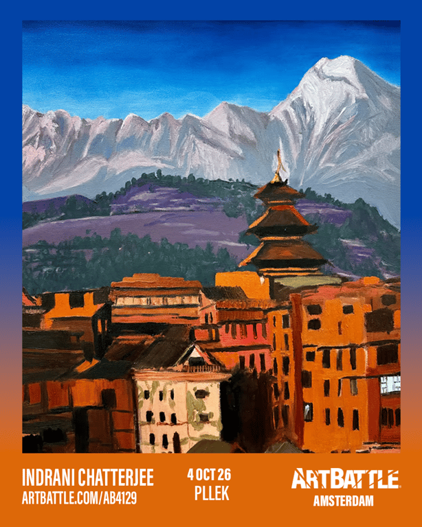 Promotional asset for Art Battle Amsterdam on October 4, 2026: ab4129_indrani chatterjee.png.