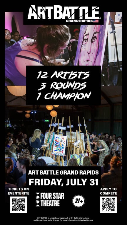 Promotional asset for Art Battle Grand Rapids on July 31, 2026: AB4112 - Grand Rapids - 31JUL2026A.jpg.