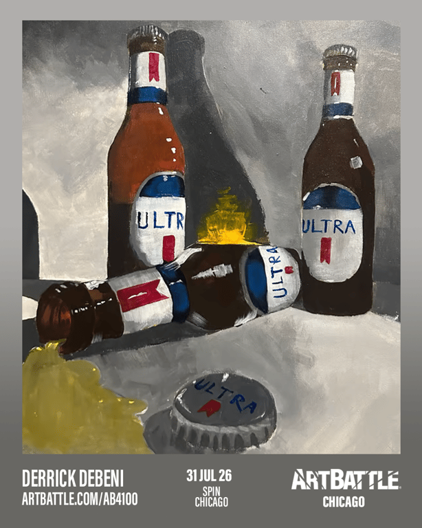 Promotional asset for Art Battle Chicago on July 31, 2026: ab4100_derrick debeni.png.