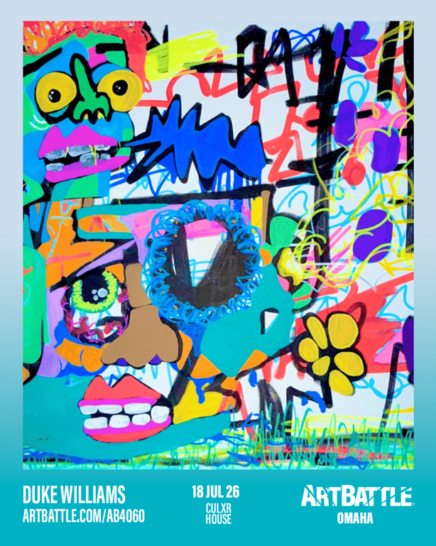 Promotional asset for Art Battle Omaha on July 18, 2026: ab4060_duke williams.png.
