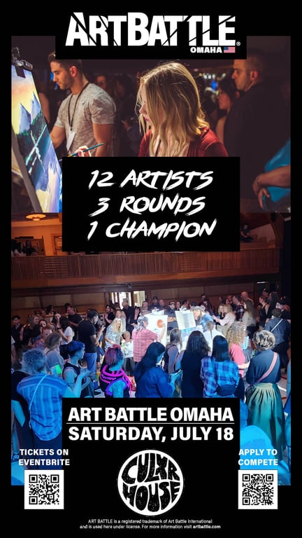 Promotional asset for Art Battle Omaha on July 18, 2026: AB4060 - Omaha -18JUL26A.jpg.