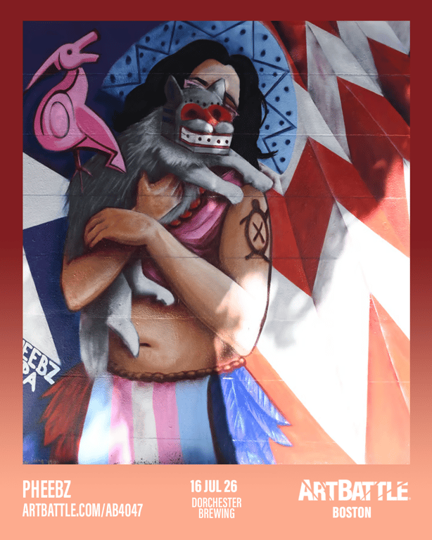 Promotional asset for Art Battle Boston on July 16, 2026: ab4047_pheebz.png.