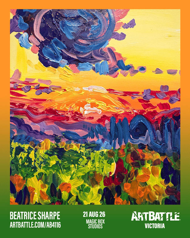 Promotional asset for Art Battle Victoria on August 21, 2026: ab4116_beatrice sharpe.png.