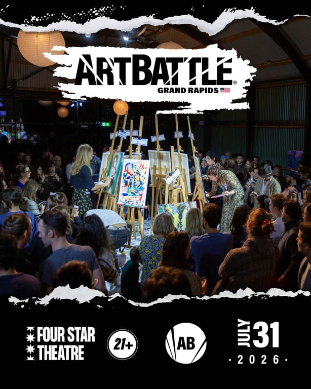 Promotional poster for Art Battle Grand Rapids on July 31, 2026.