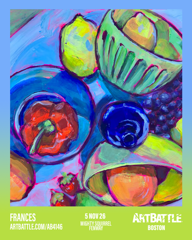 Promotional asset for Art Battle Boston on November 5, 2026: ab4146_frances.png.