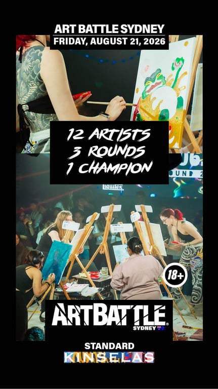 Promotional asset for Art Battle Sydney on August 21, 2026: AB4037 - Sydney - 21AUG2026A4.jpg.