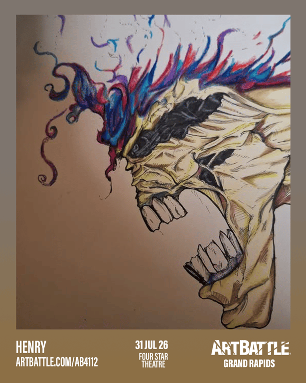 Promotional asset for Art Battle Grand Rapids on July 31, 2026: ab4112_henry.png.
