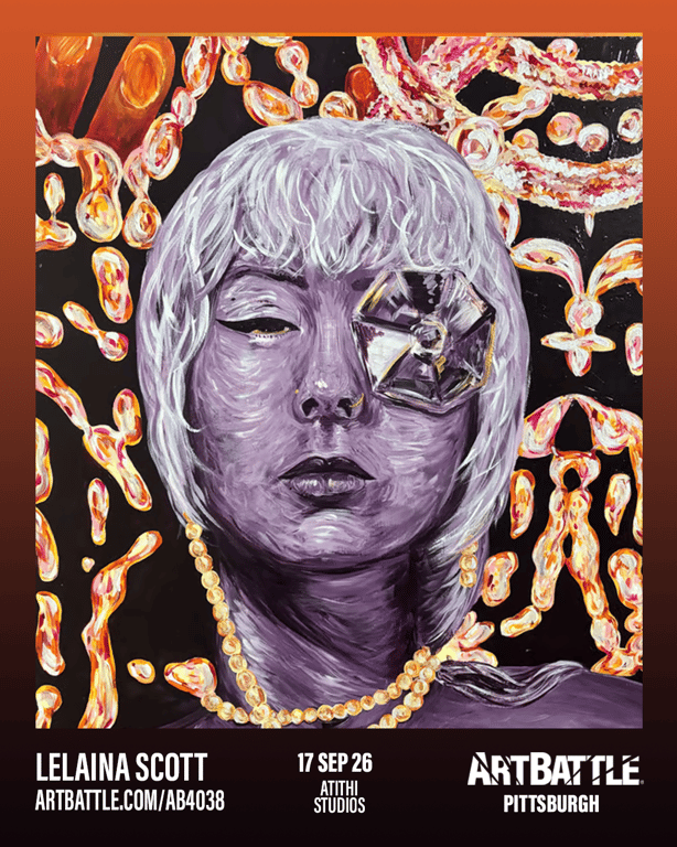 Promotional asset for Art Battle Pittsburgh on September 17, 2026: ab4038_lelaina scott.png.