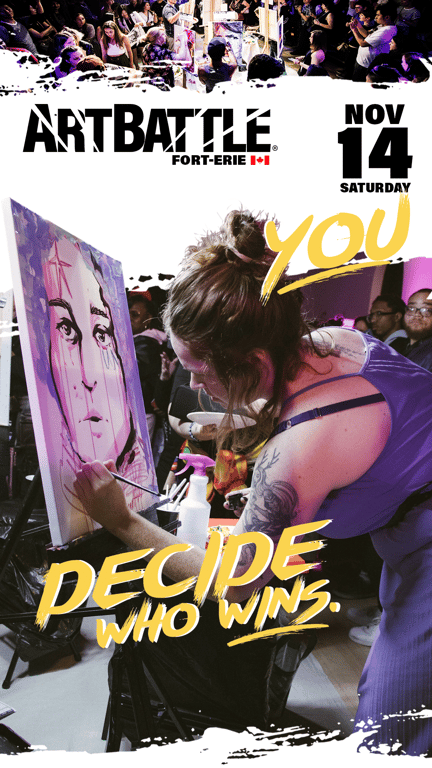 Promotional asset for Art Battle Fort Erie on November 14, 2026: ab4153_ads_9-16.png.