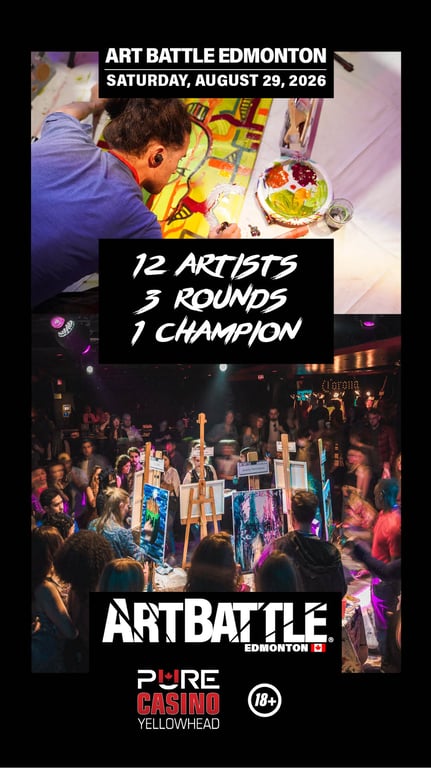 Promotional asset for Art Battle Edmonton on August 29, 2026: AB4113 - Edmonton - 29AUG2026A4.jpg.