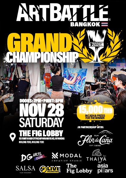 Promotional asset for Art Battle Bangkok on November 28, 2026: AB4157 - Bangkok - 28NOV2026 - TicketMelon - Vertical.png.