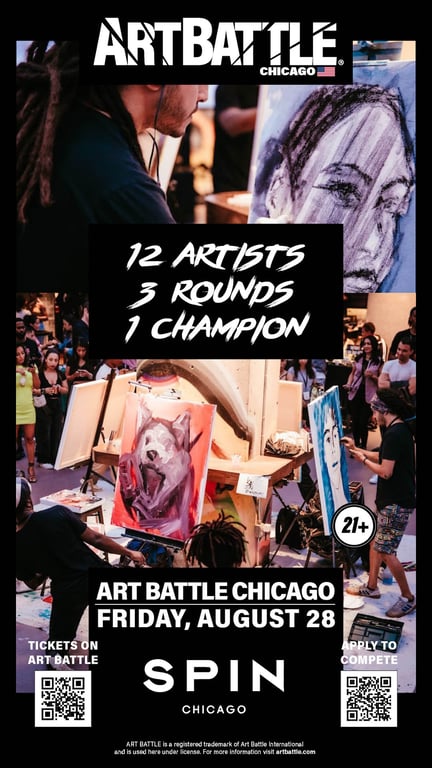 Promotional asset for Art Battle Chicago on August 28, 2026: AB4105 - Chicago - 28AUG2026A.jpg.