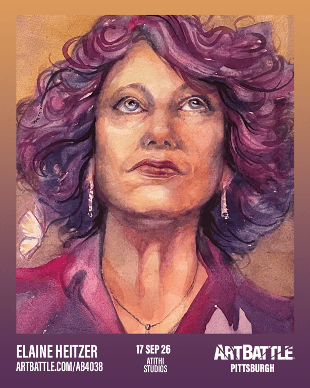 Promotional asset for Art Battle Pittsburgh on September 17, 2026: ab4038_elain heitzer.png.