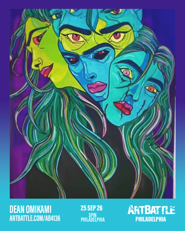 Promotional asset for Art Battle Philadelphia on September 25, 2026: ab4136_dean omikami.png.