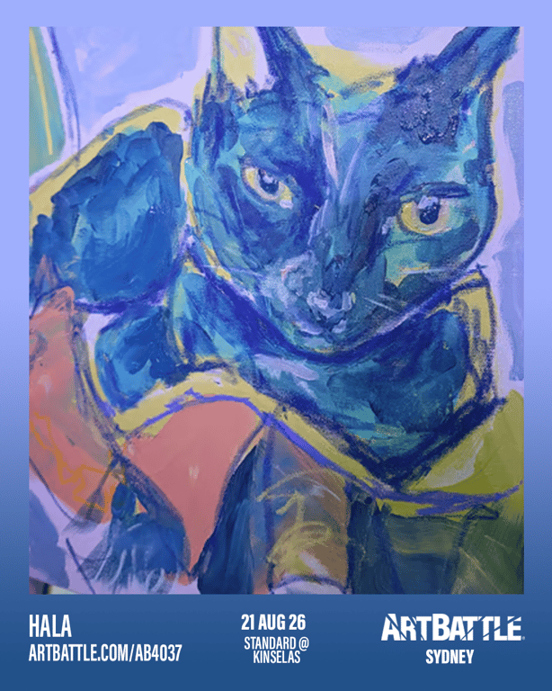 Promotional asset for Art Battle Sydney on August 21, 2026: ab4037_hala.png.