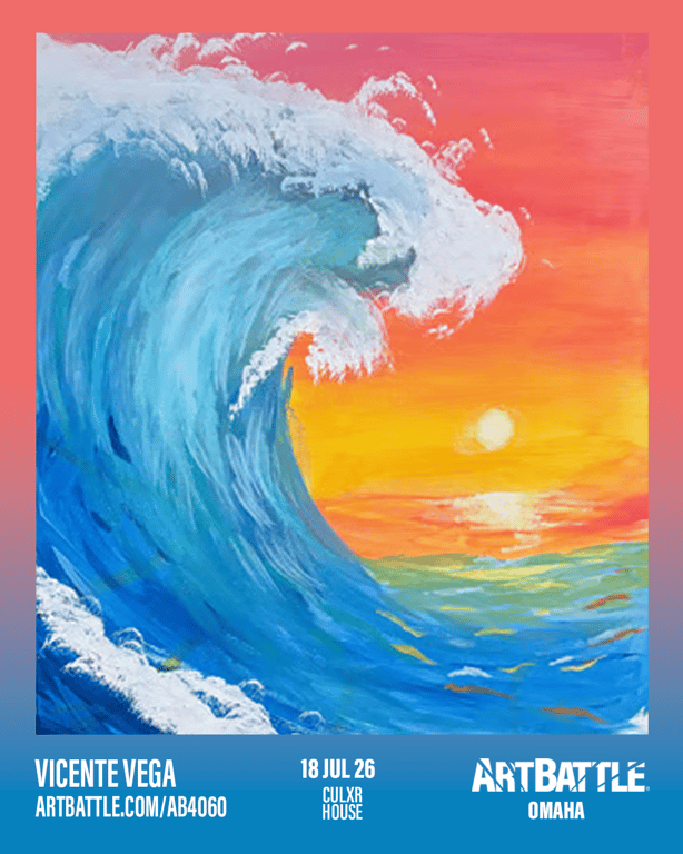 Promotional asset for Art Battle Omaha on July 18, 2026: ab4060_vicente vega.png.