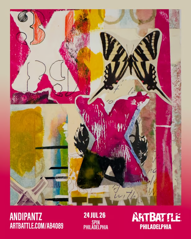 Promotional asset for Art Battle Philadelphia on July 24, 2026: ab4089_andipantz.png.