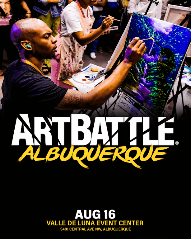 Promotional asset for Art Battle Albuquerque on August 16, 2026: ab4104_ads_slide.gif.
